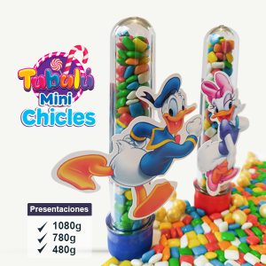chicles multicolor en tubo transparente